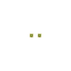 3 mm Round Natural Peridot Stud Earrings (14K)