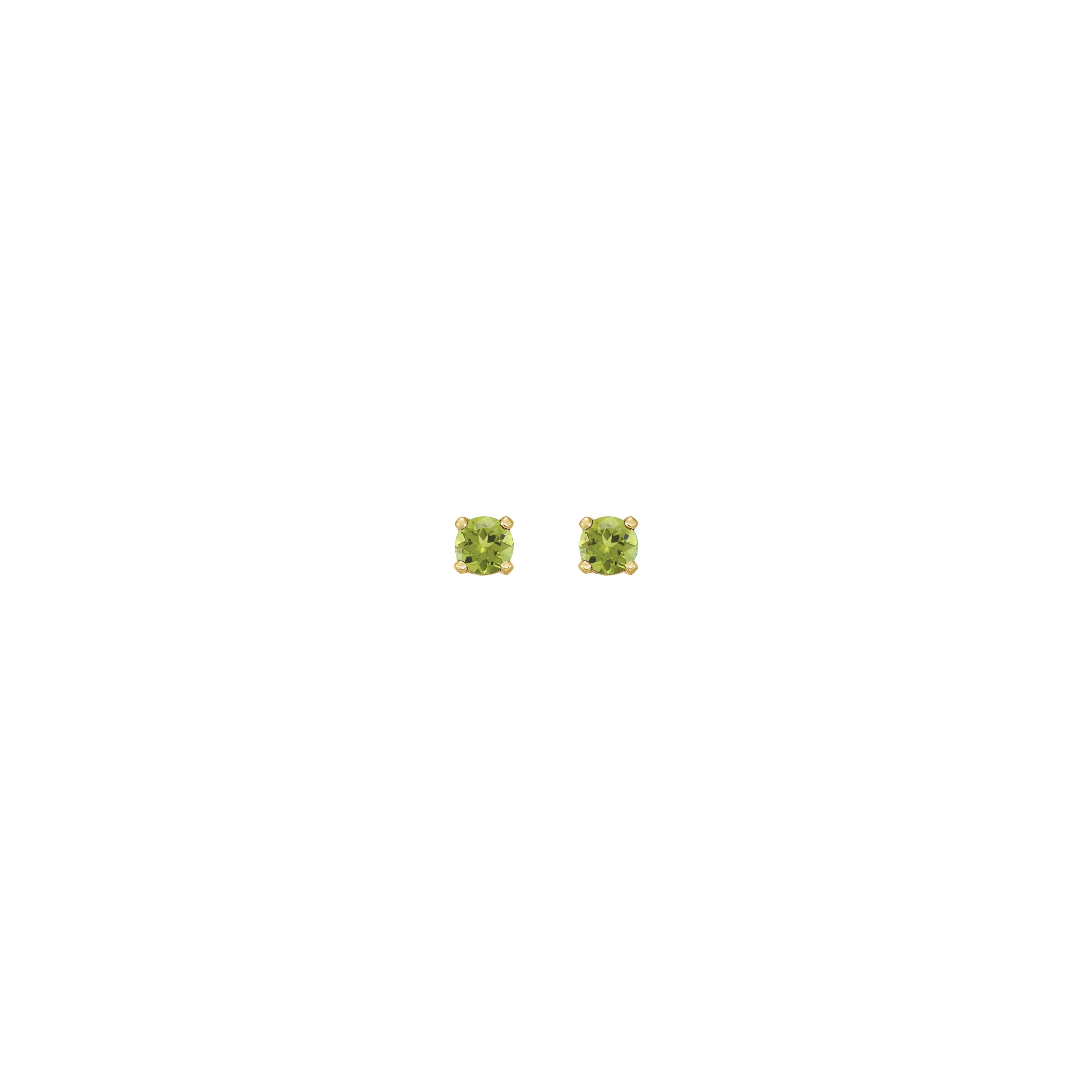 3 mm Round Natural Peridot Stud Earrings (14K)