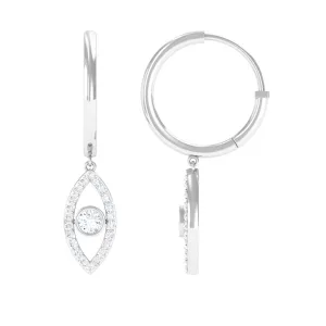 3/4 CT Round Zircon Evil Eye Hoop Drop Earrings in Gold