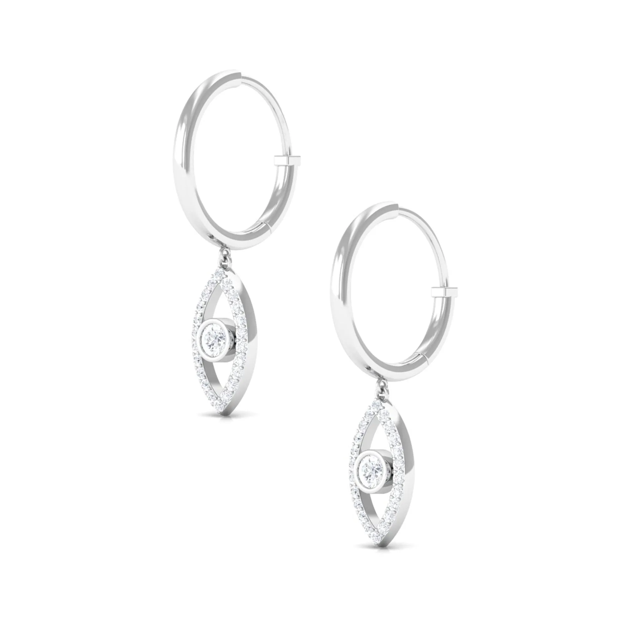 3/4 CT Round Zircon Evil Eye Hoop Drop Earrings in Gold