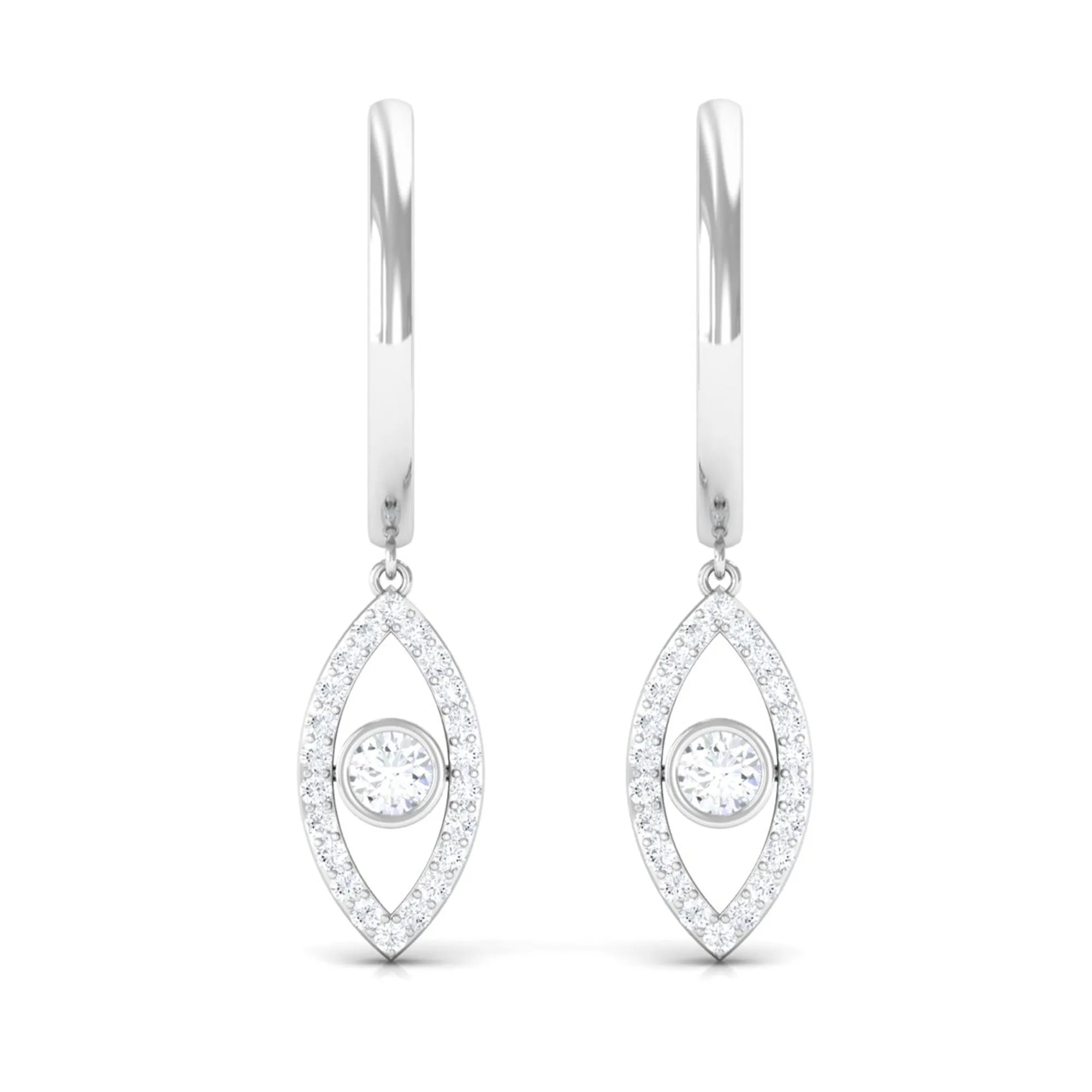 3/4 CT Round Zircon Evil Eye Hoop Drop Earrings in Gold