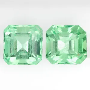 4.23ct EMERALD PAIR STUD DROP EARRINGS ASSCHER CUT SQUARE LOOSE NATURAL PASTEL
