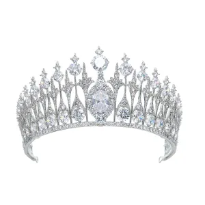 8cm Zirconia Dutch Sapphire Replica Tiara for Wedding,Crystal Queens Tiaras for Women HG010SIL