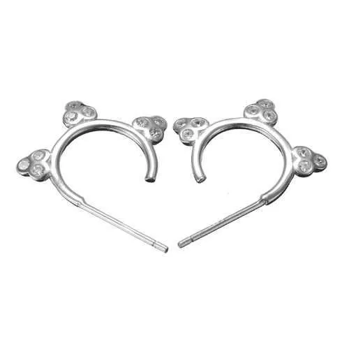 925 Silver Flower Zircon Crystal Hoop Earrings Women Jewelry
