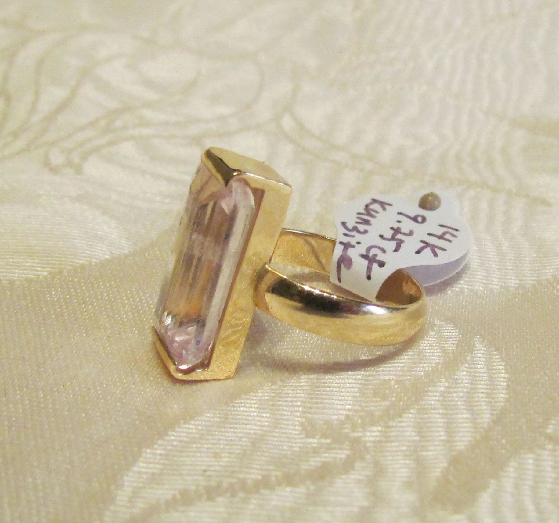 9.75ct Pink Kunzite 14Kt Gold Ring High Fashion Bruce Magnotti Cocktail Ring Fine Jewelry Size 7