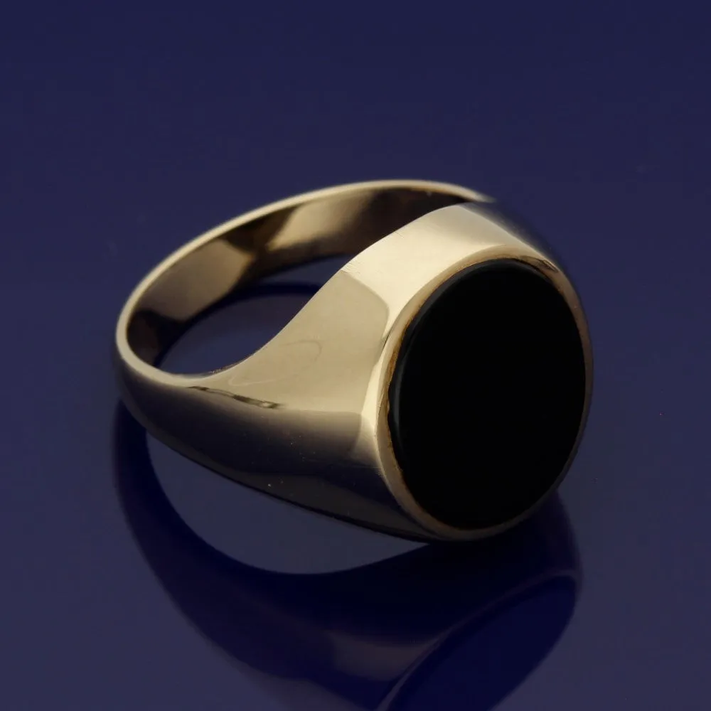 9ct Yellow Gold Onyx Oval Signet Ring