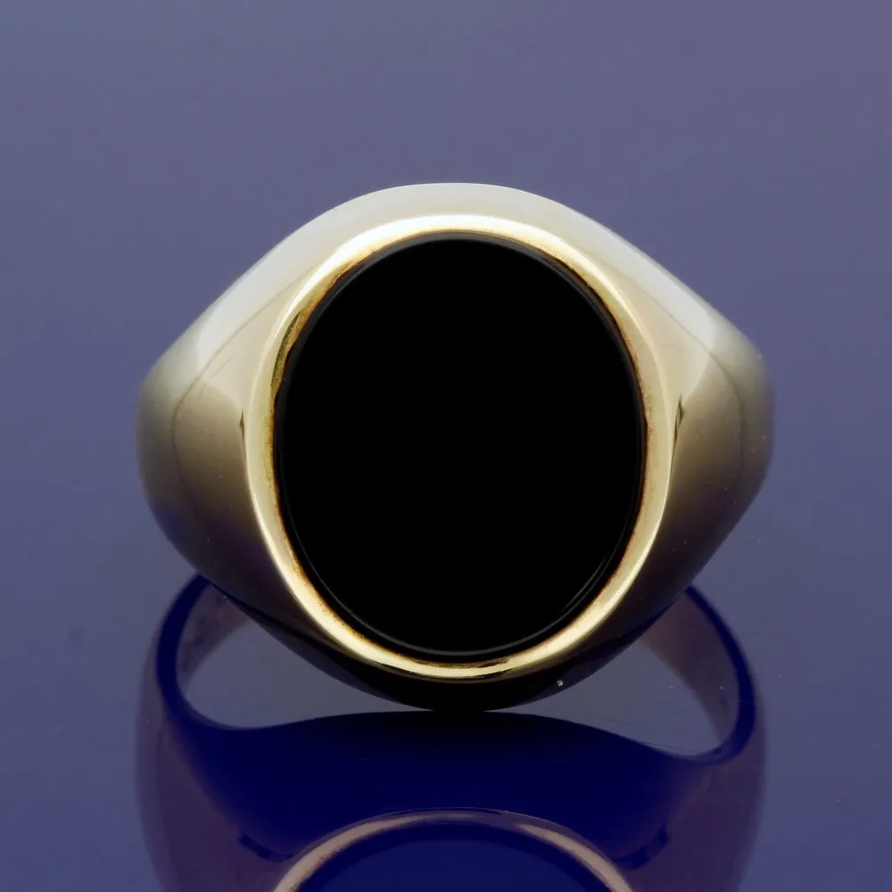 9ct Yellow Gold Onyx Oval Signet Ring