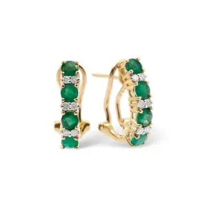 Acotis Diamonds 9K Gold 0.16ct Diamond 1.10ct Emerald Earrings F2098