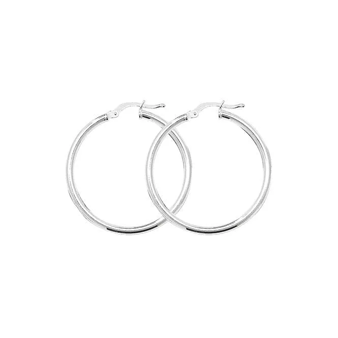 Acotis Silver Hoop Earrings Plain G5279