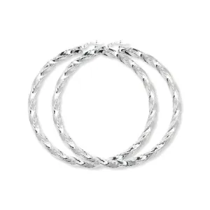 Acotis Silver Hoop Earrings Twisted G5187