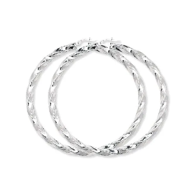 Acotis Silver Hoop Earrings Twisted G5187
