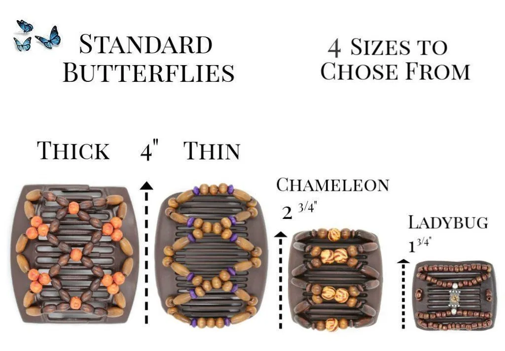 African Butterfly Thick Hair Comb - Dalena Clear 80