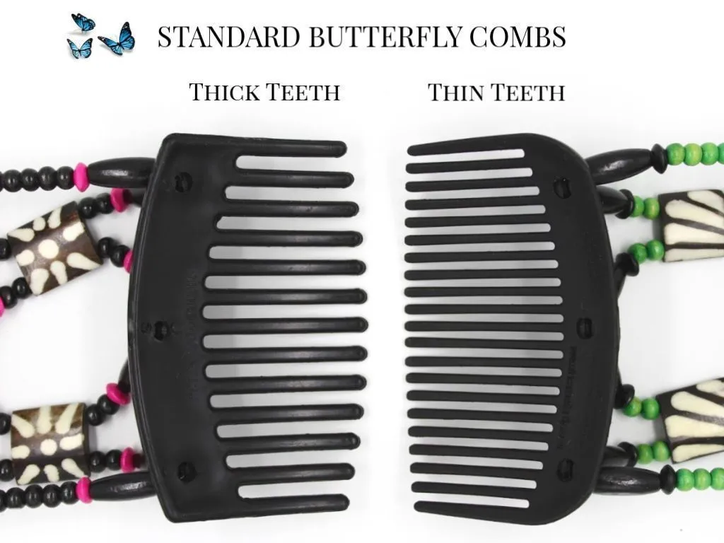 African Butterfly Thick Hair Comb - Ndalena Clear 81