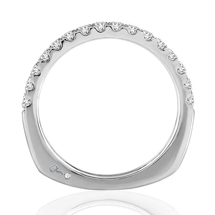 A.JAFFE Contemporary 18K White Gold Pavé Diamond Wedding Ring MRSRD2340/40