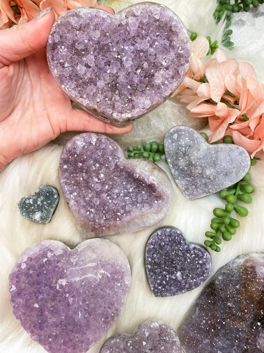 Amethyst Cluster Hearts