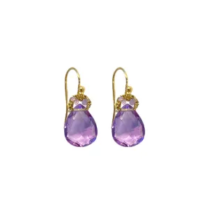 Amethyst Drop Wire Hook Earrings