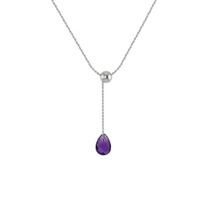 Amethyst Lariat Fashion Necklace in Silver