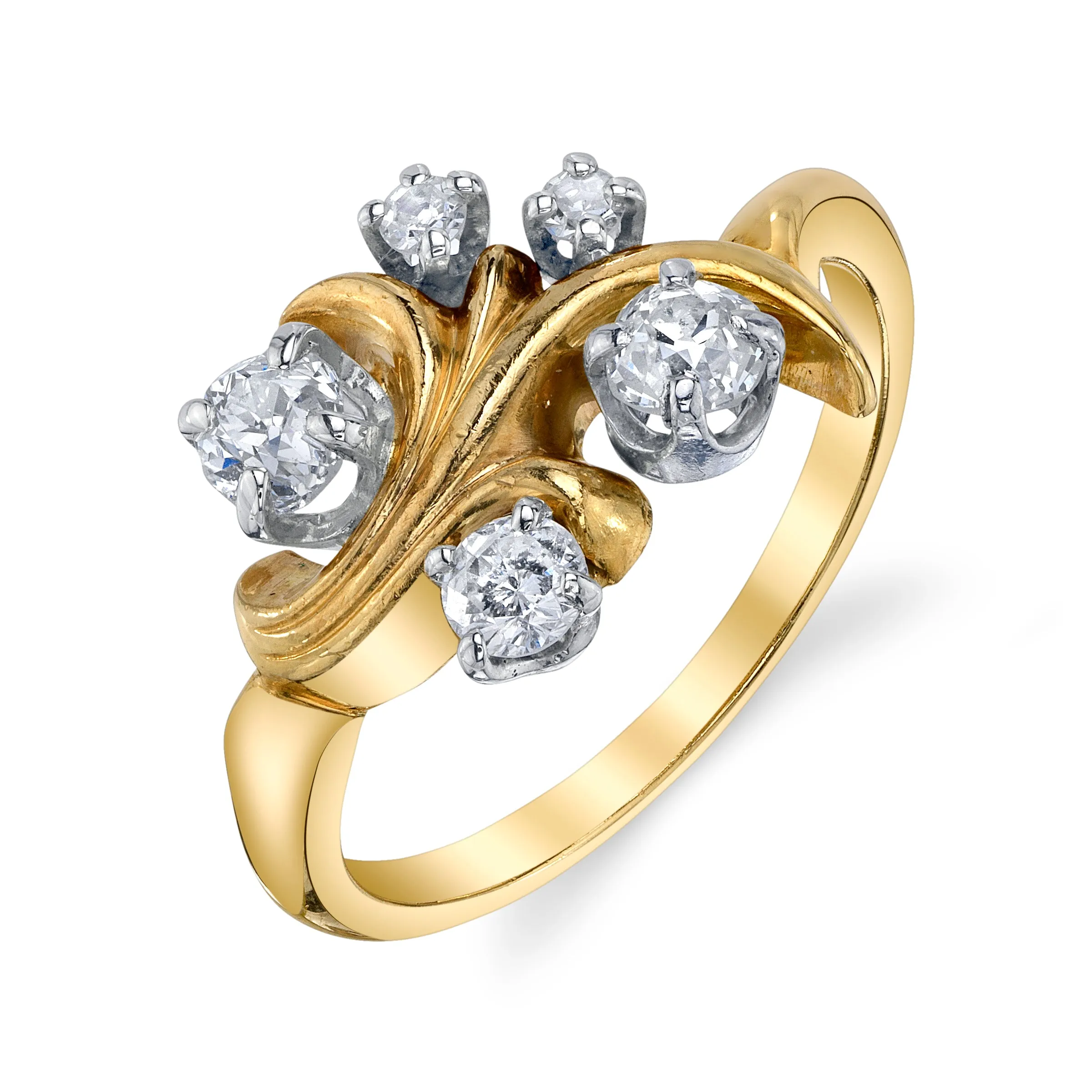 Antique Five-Diamond Cocktail Ring