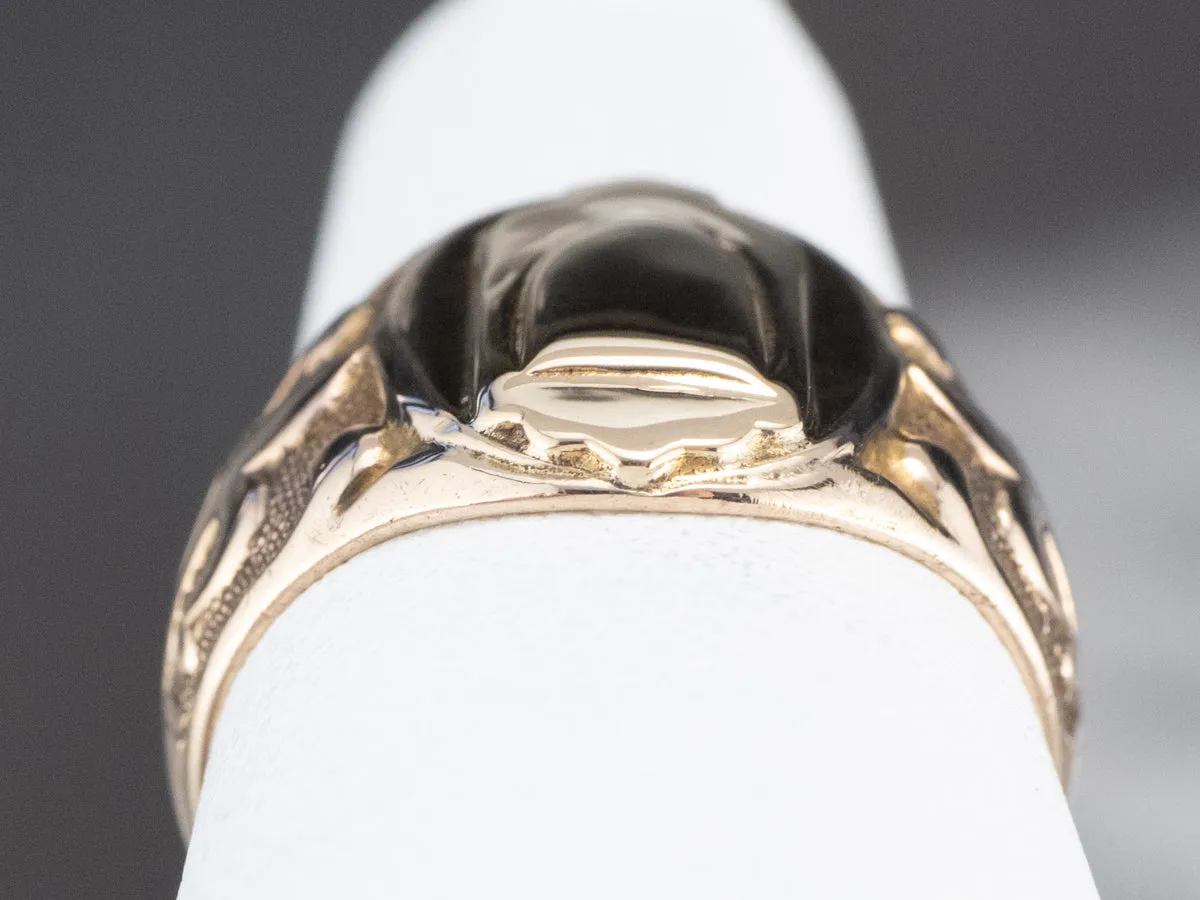 Antique Patterned Gold Signet Ring