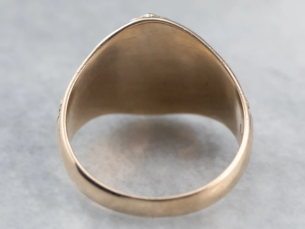 Antique Patterned Gold Signet Ring