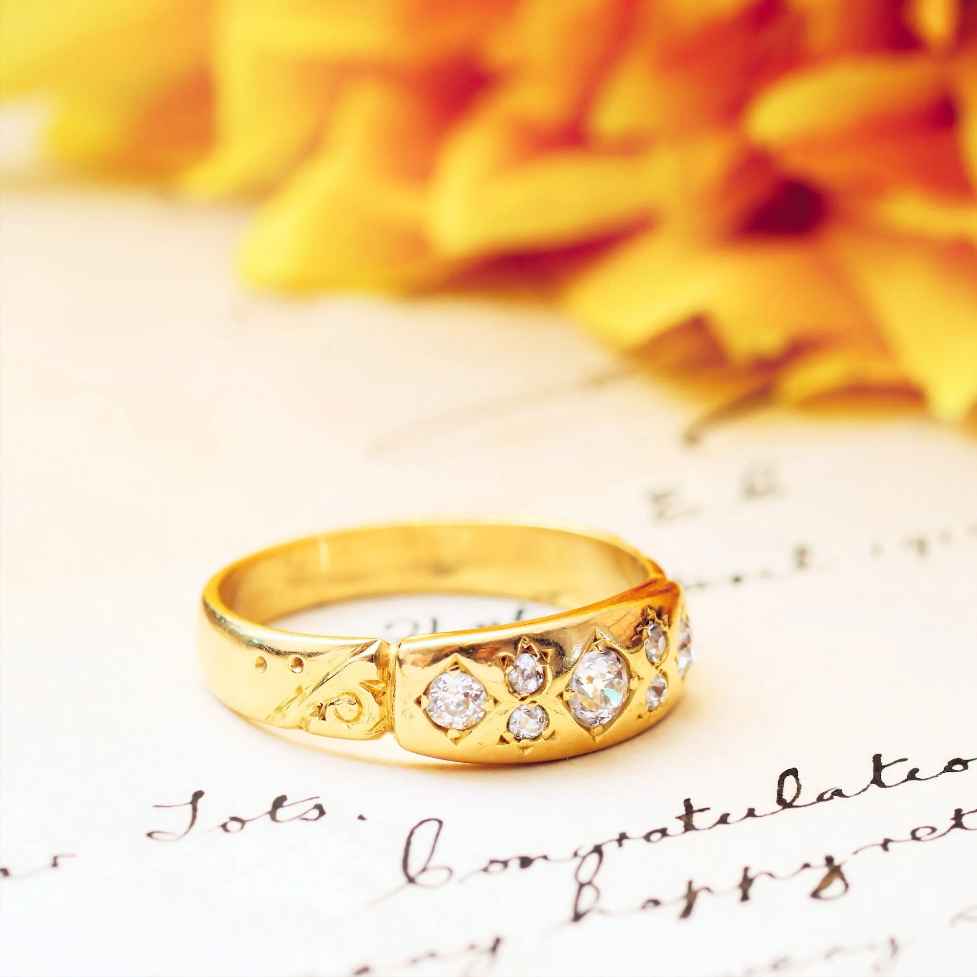 Antique Victorian Hand Cut Diamond Wedding Band