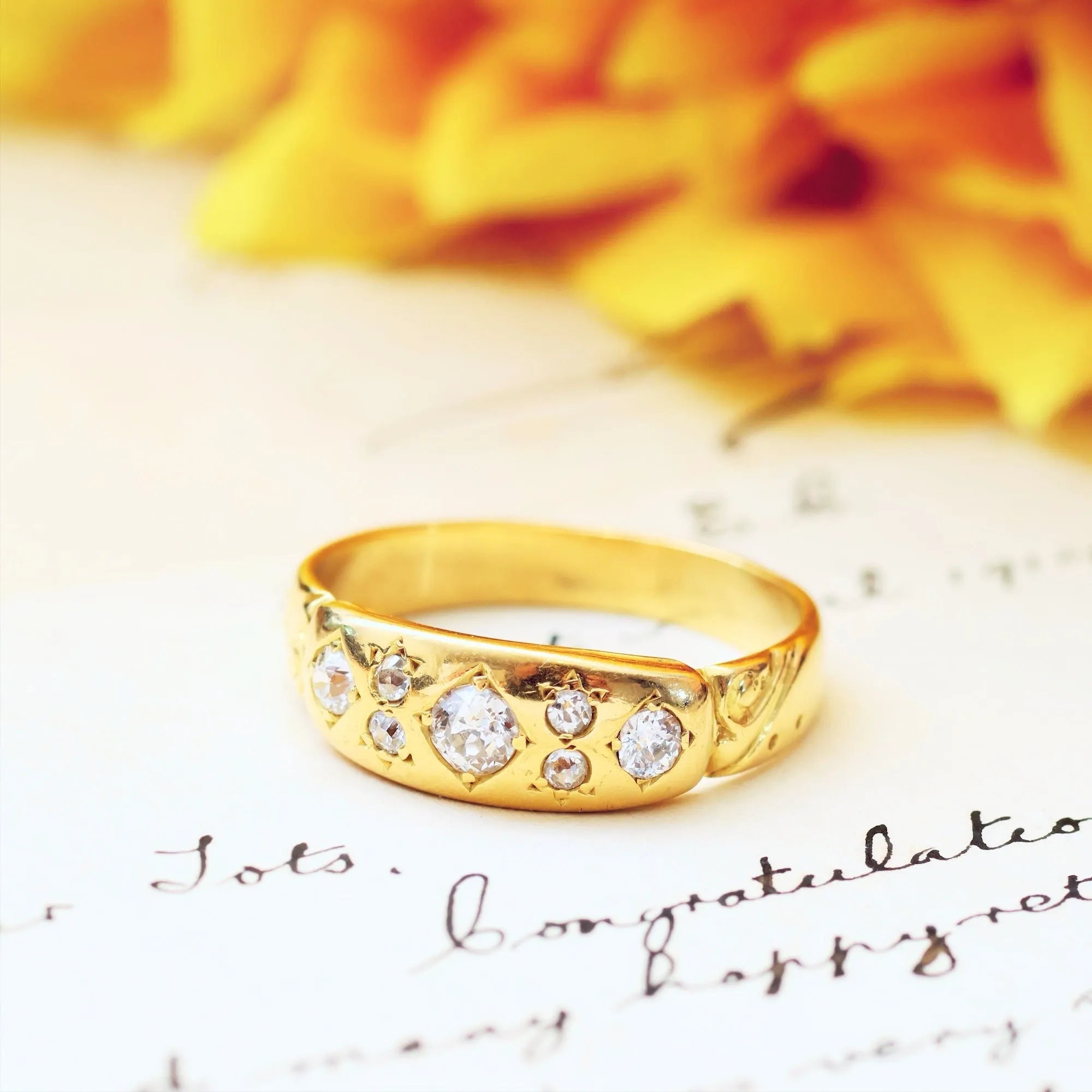Antique Victorian Hand Cut Diamond Wedding Band