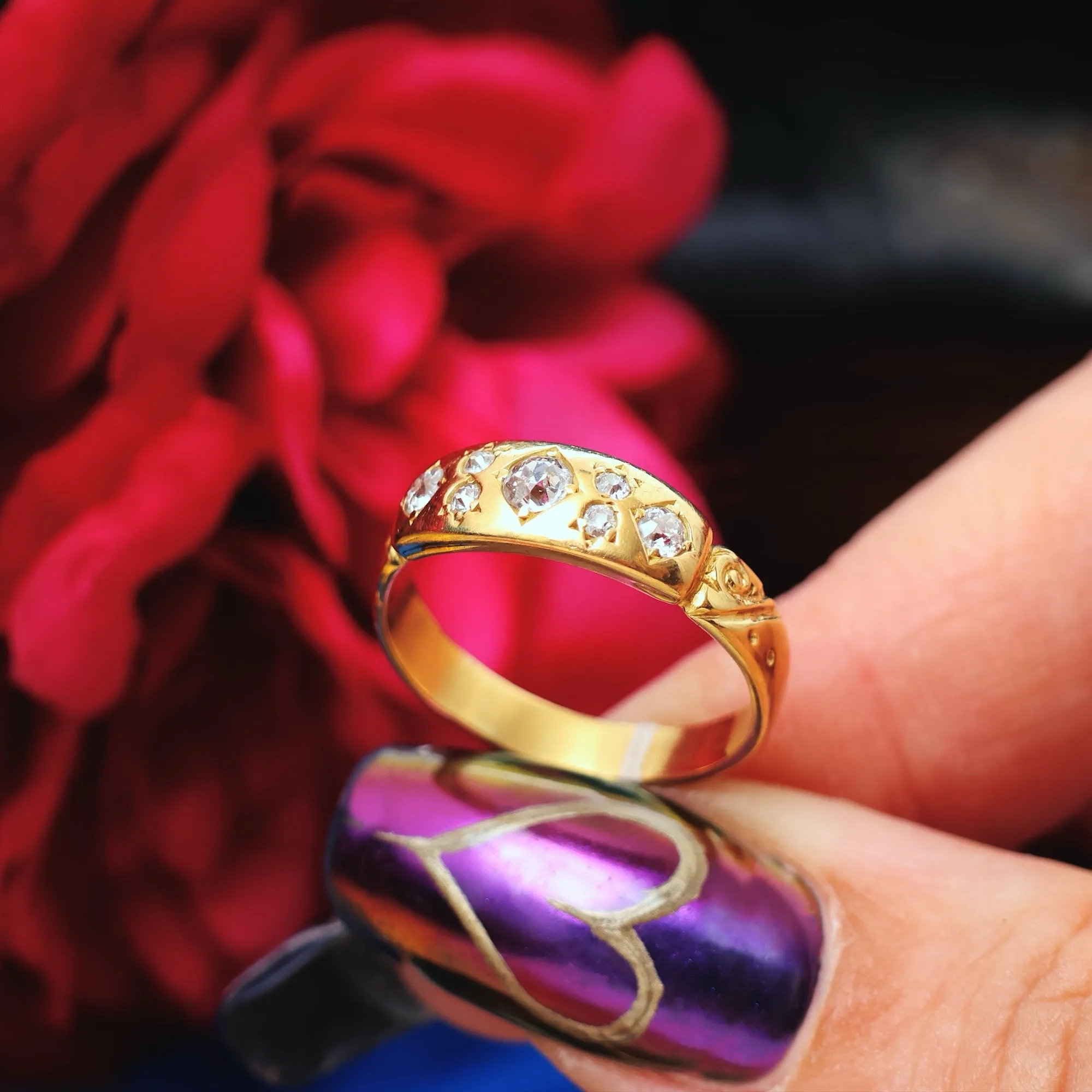 Antique Victorian Hand Cut Diamond Wedding Band