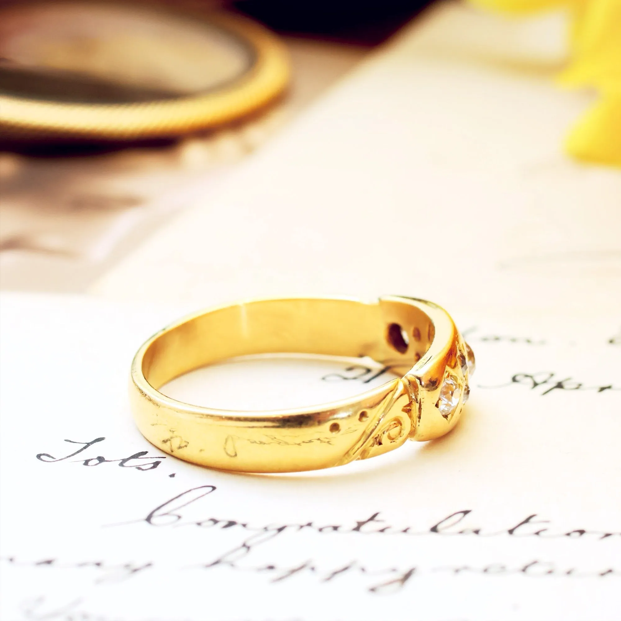 Antique Victorian Hand Cut Diamond Wedding Band