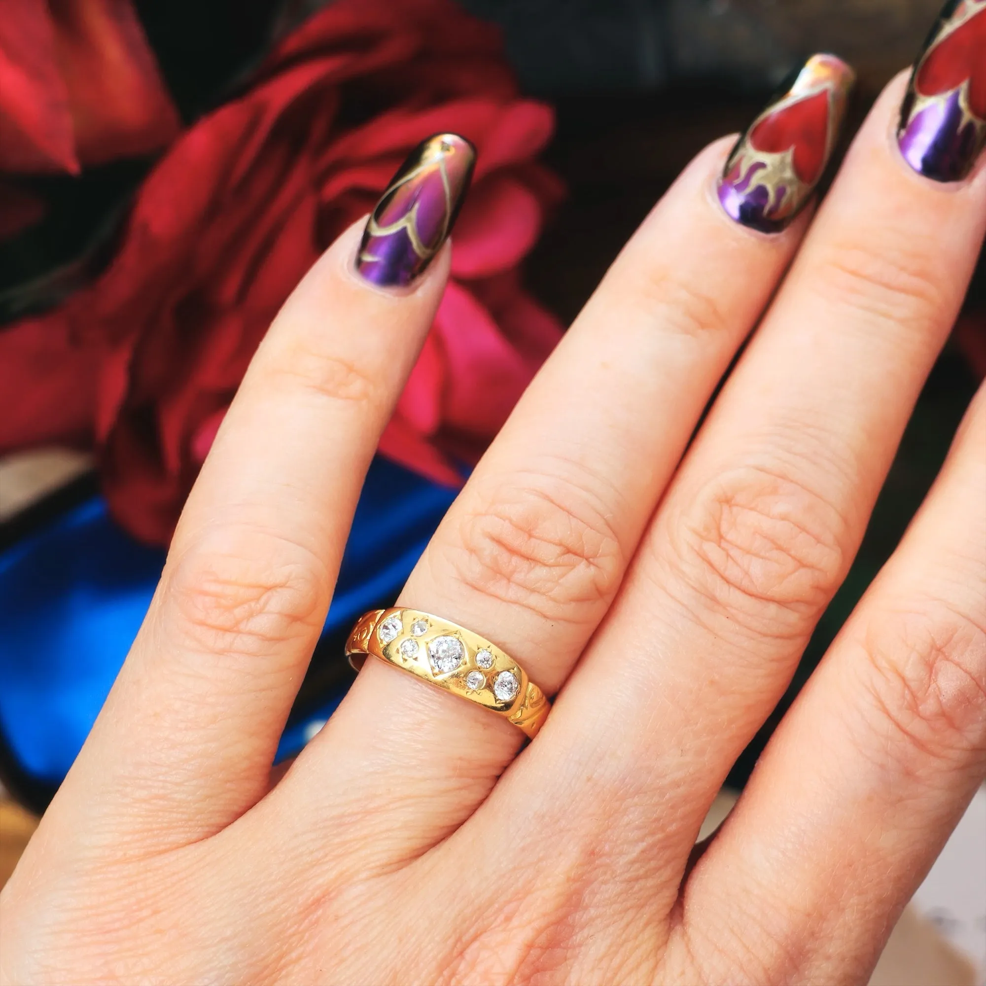 Antique Victorian Hand Cut Diamond Wedding Band