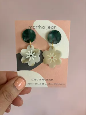 Aster Earrings - Emerald / Marble