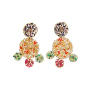Aura Earrings #3 - Dark Blue, Red, Green, Yellow & Orange Gems Mix