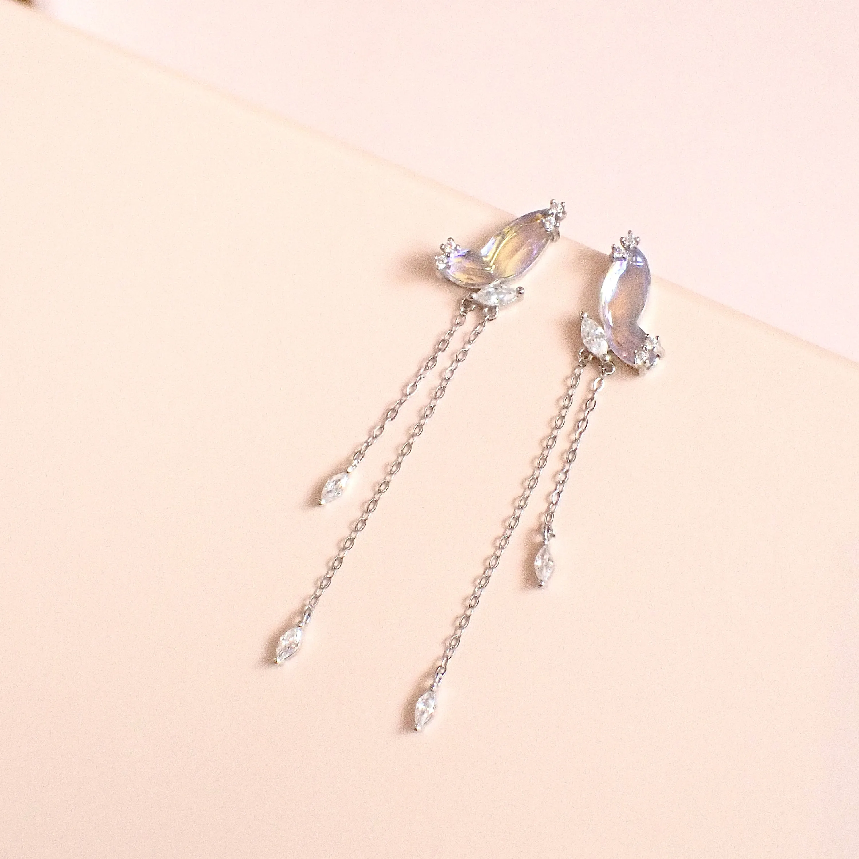 Aurora Butterfly Dangling Earrings 925 Silver