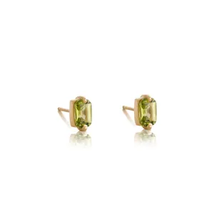 Baguette Mini Stud, Peridot, 9kt Yellow Gold