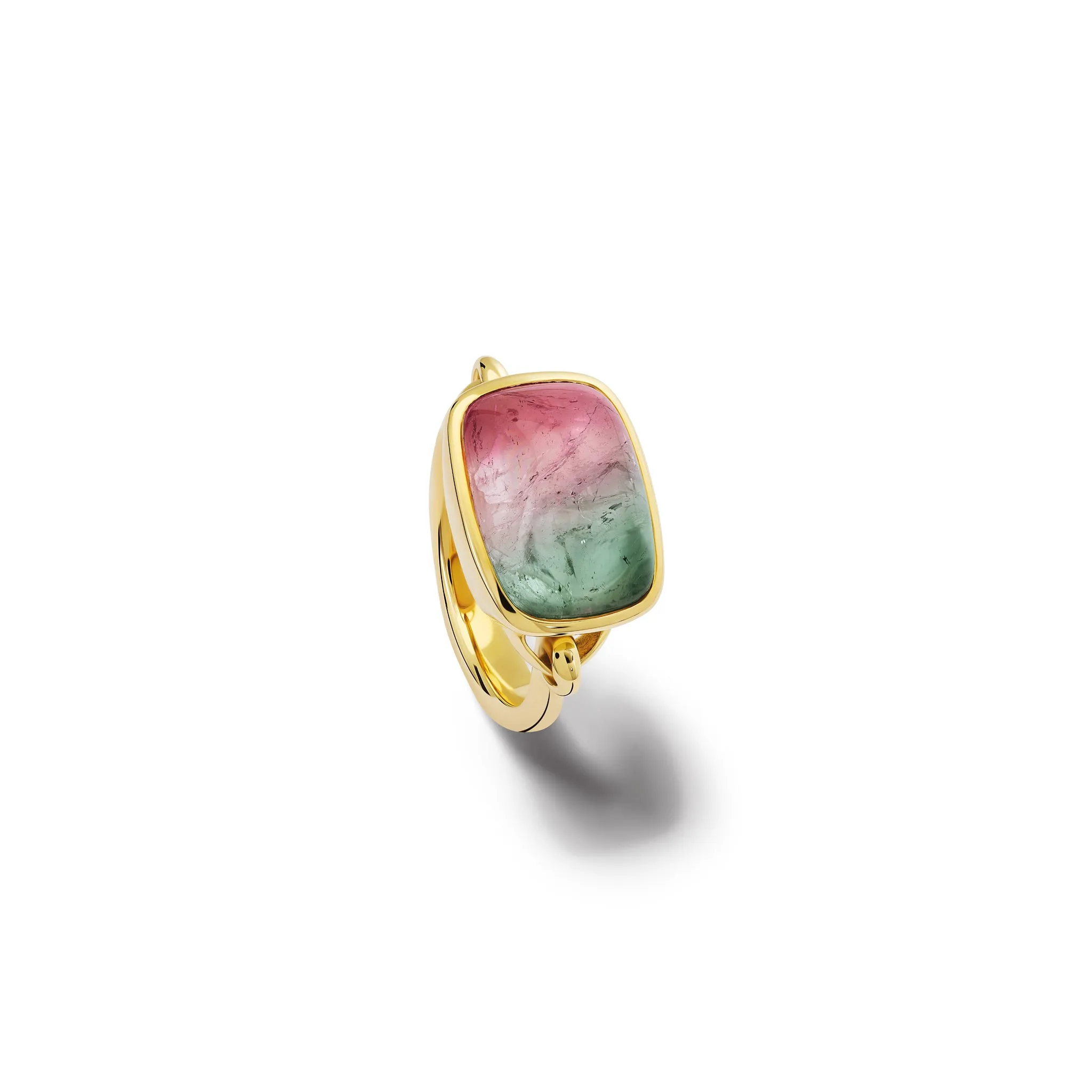 Baguette Ring 18ct Yellow Gold - Cabochon Watermelon Tourmaline