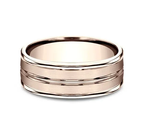 Benchmark "The Echo" 8MM Satin Finish Wedding Band