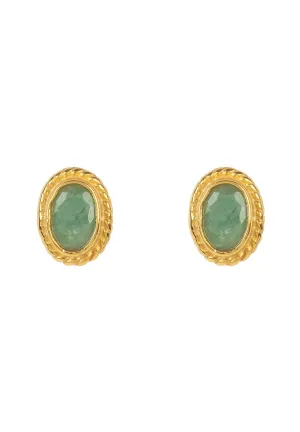 Birthstone Gold Gemstone Stud Earring May Emerald