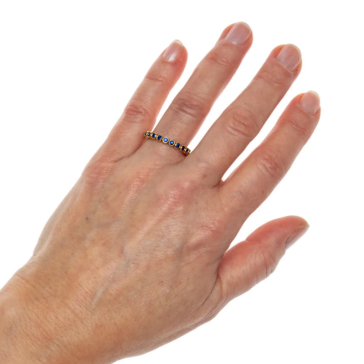 Blue Sapphire Small Bezel Eternity Ring