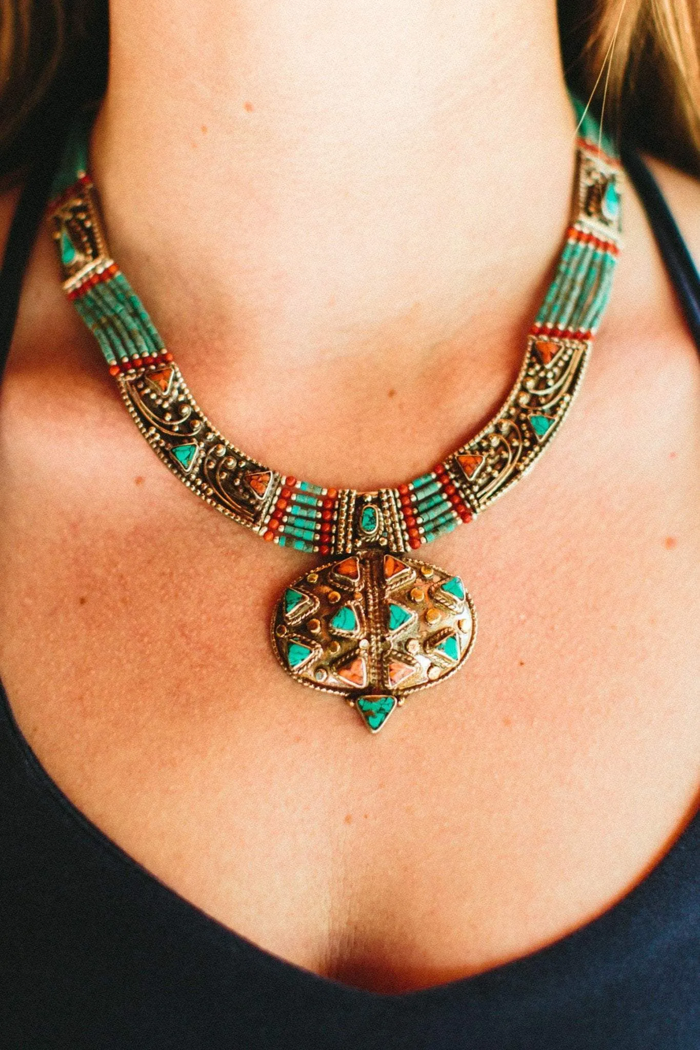 Bold and Tranquil Tibetan Necklace