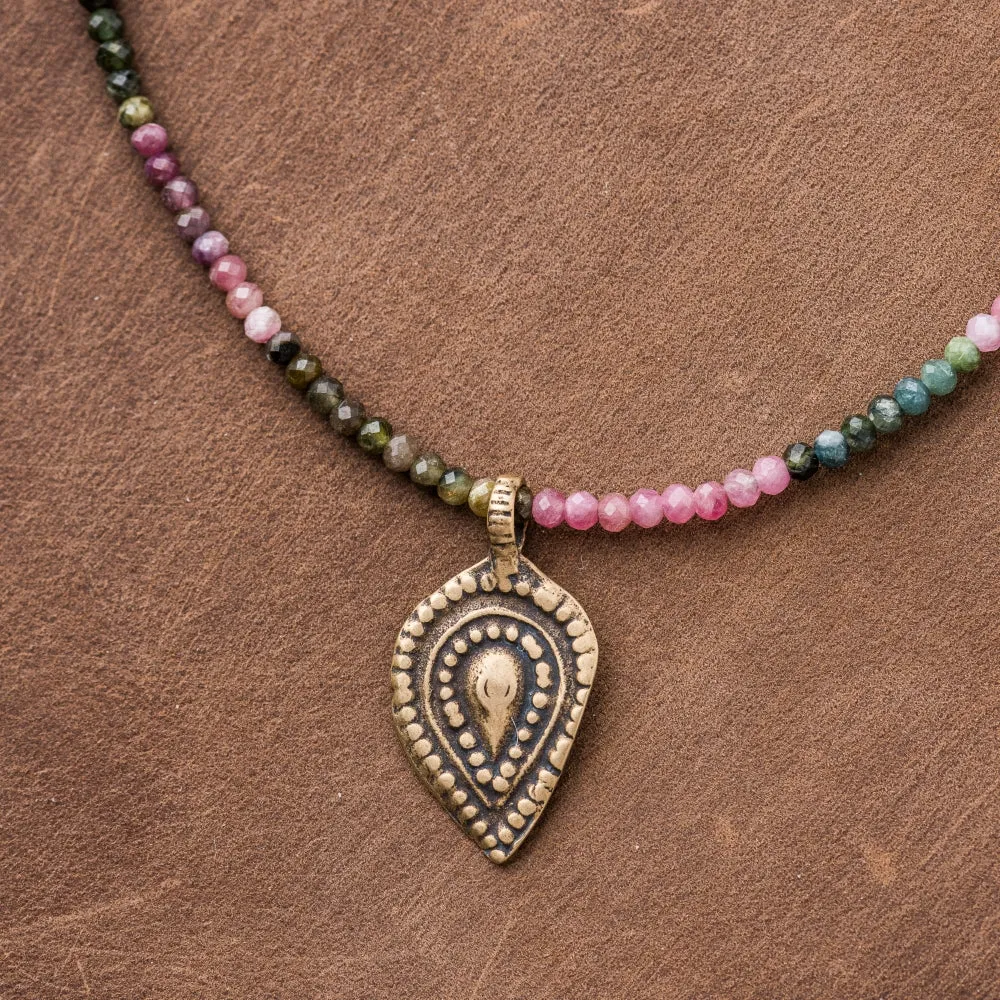 Bronze Hera Necklace on Tourmaline