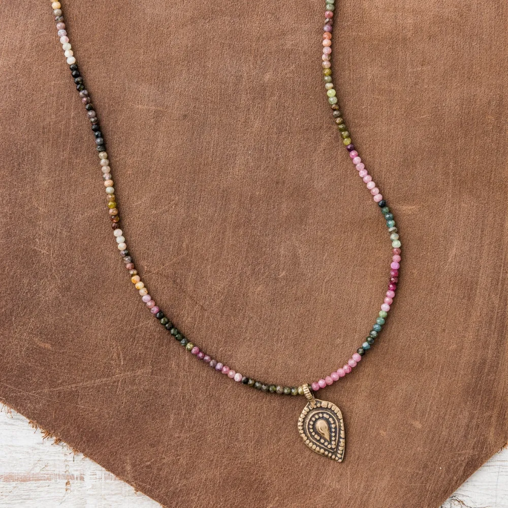 Bronze Hera Necklace on Tourmaline