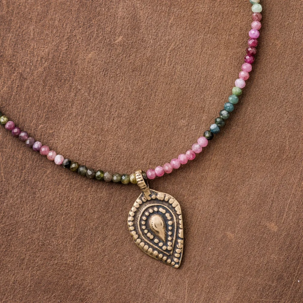 Bronze Hera Necklace on Tourmaline