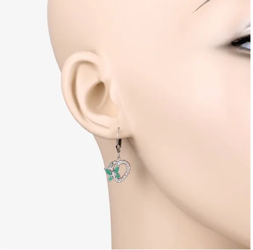 Butterfly and Heart Earrings Genuine Gemstones 925 Sterling Silver