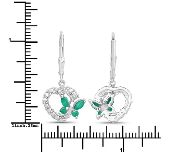 Butterfly and Heart Earrings Genuine Gemstones 925 Sterling Silver