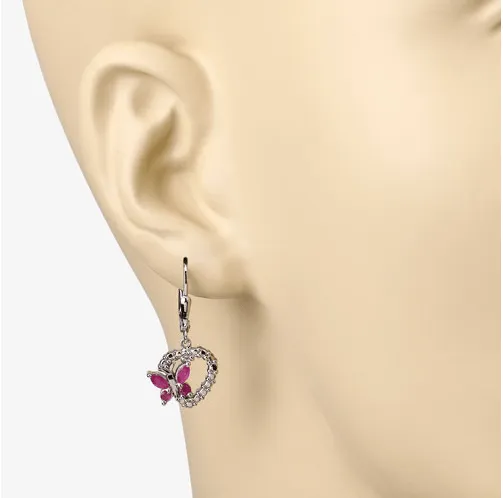 Butterfly and Heart Earrings Genuine Gemstones 925 Sterling Silver