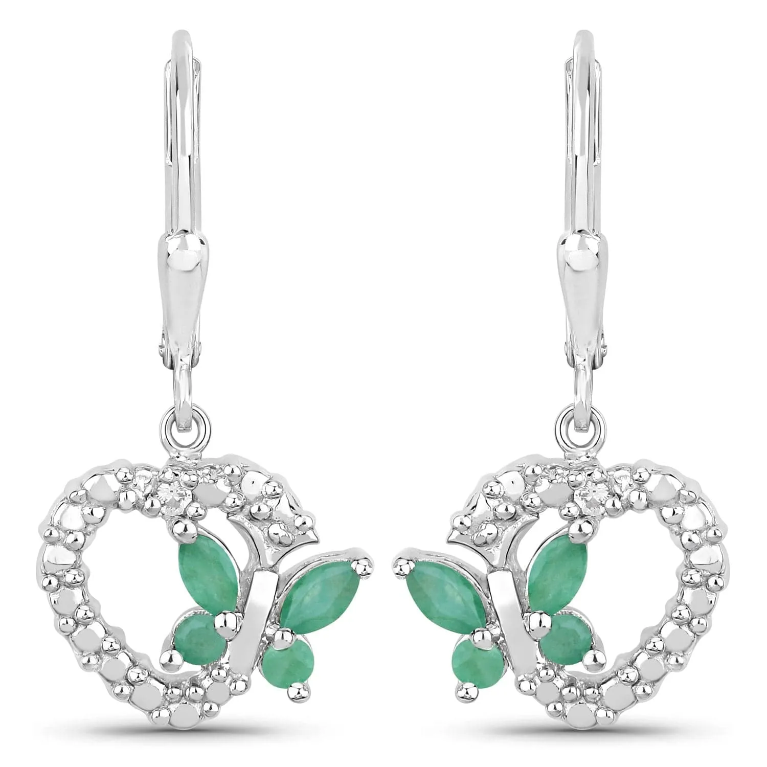 Butterfly and Heart Earrings Genuine Gemstones 925 Sterling Silver