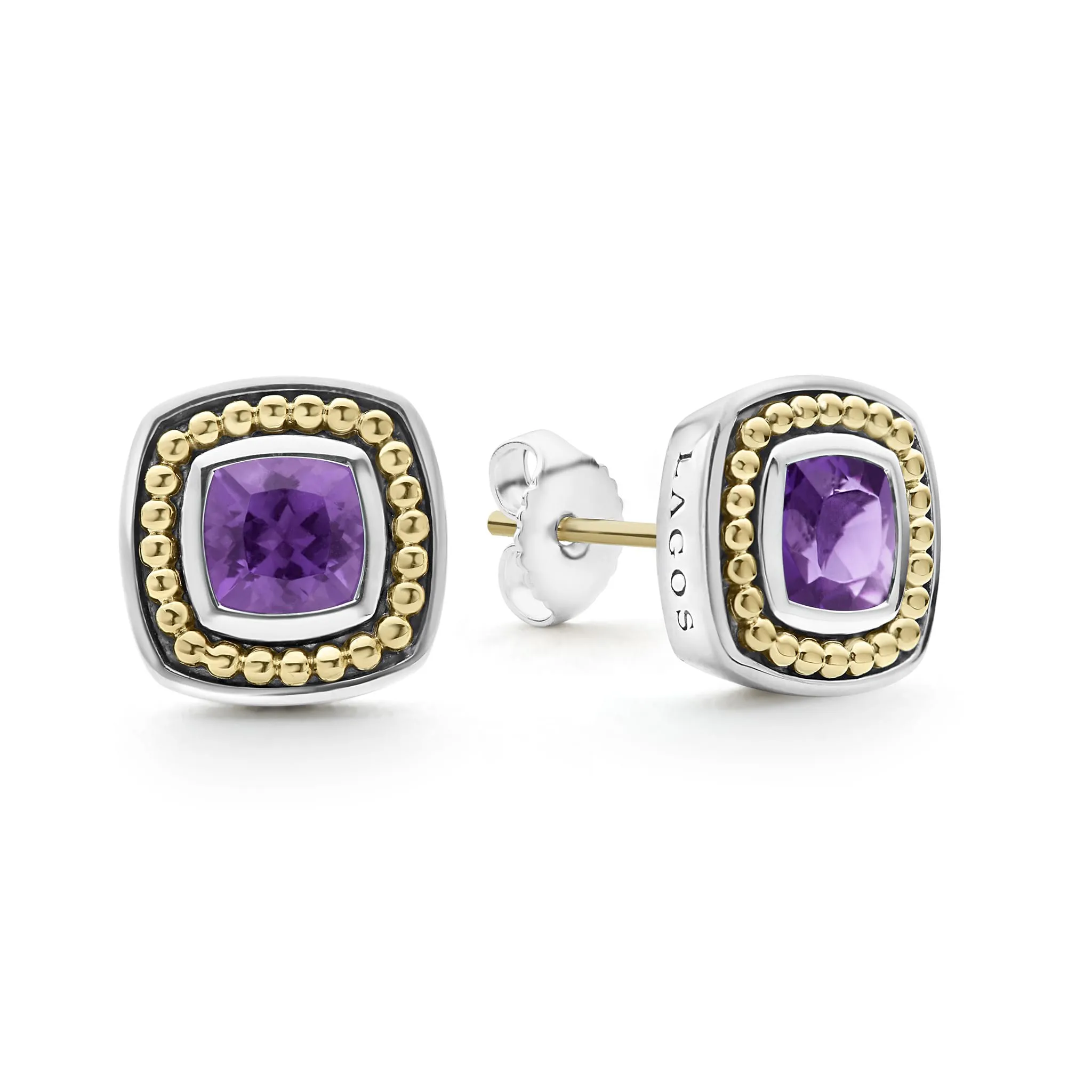 Caviar Color Amethyst Stud Earrings