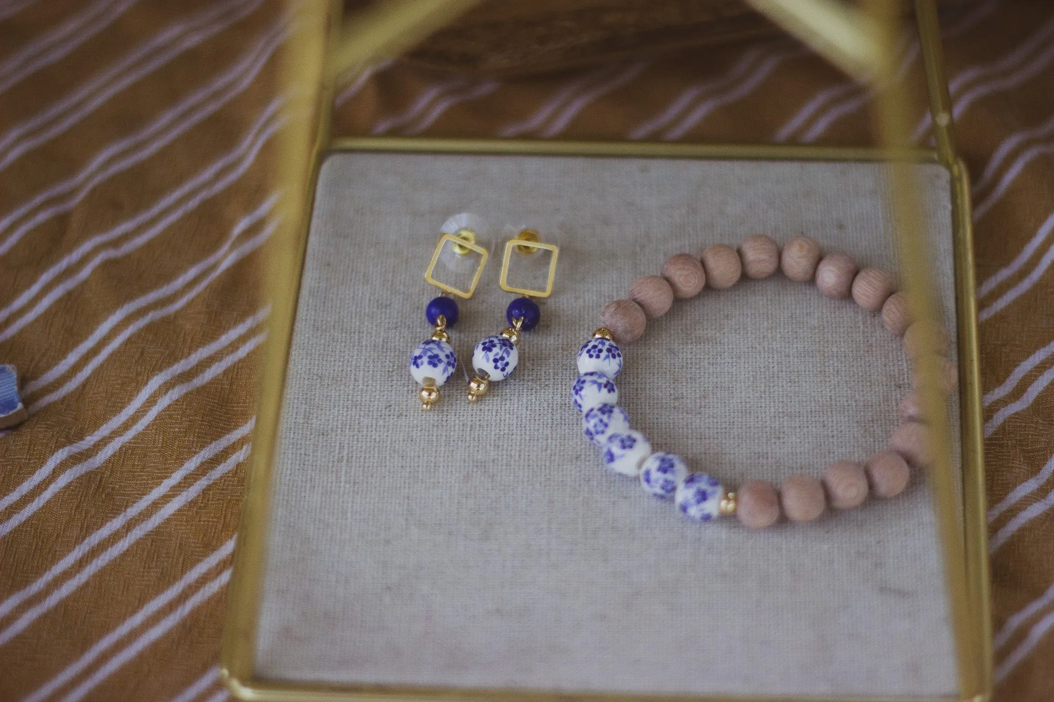 Ceramic Blue Flower Earrings