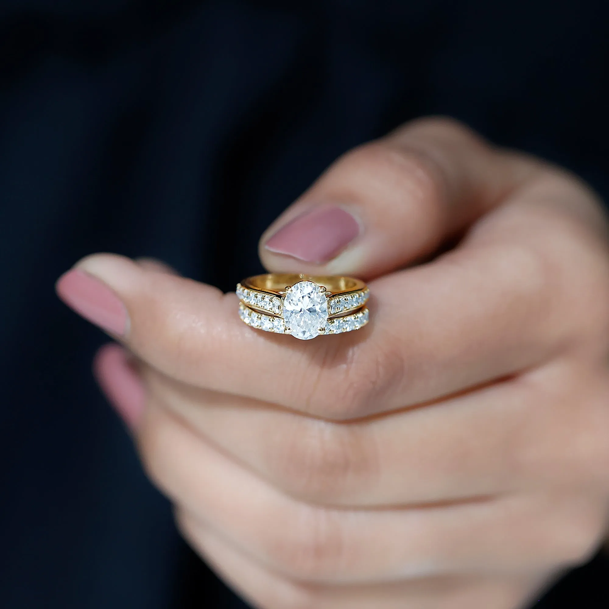 Certified Moissanite Wedding Ring Set