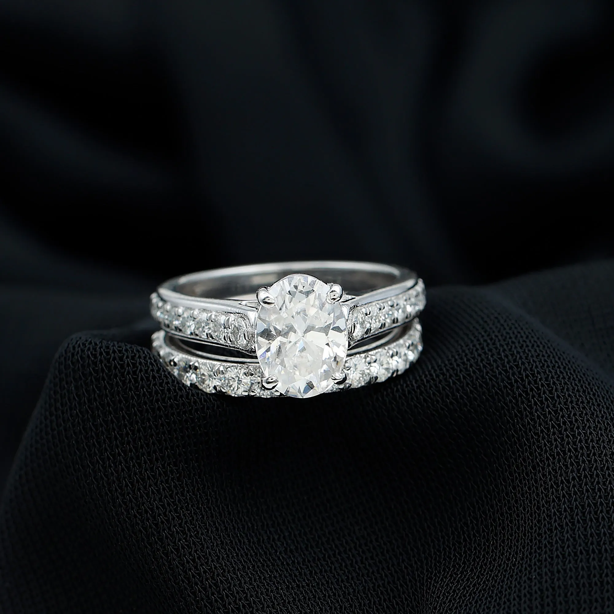 Certified Moissanite Wedding Ring Set