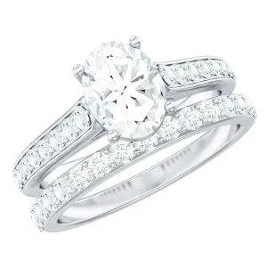 Certified Moissanite Wedding Ring Set